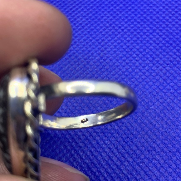 Comfort Curl ADJUSTABLE Beautiful Snowflake Obsidian Ring! .925 Sterling Overlay - Picture 14 of 16